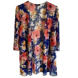 Ava James Sheer Floral Kimono Women's Medium NEW